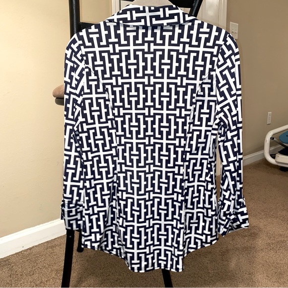 INC Women's Printed Ruched Snap-Front Top - Picture 3 of 5